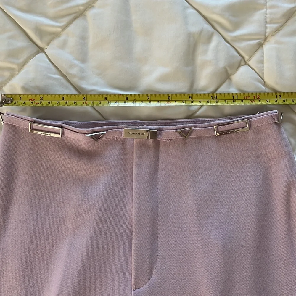 Vintage ‘90s Vertigo made in France classic lilac  trouser with logo belt S / 26 - Picture 9 of 17